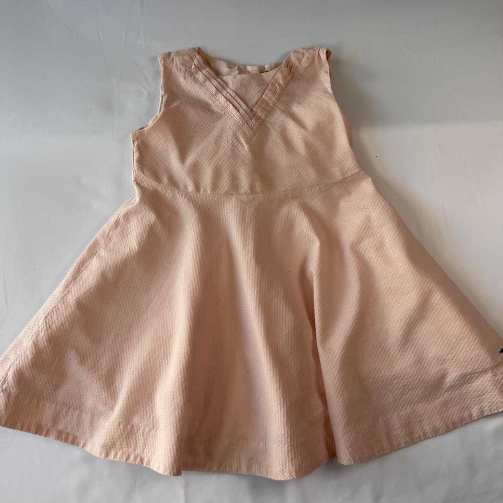 Tommy Hilfiger Girls Pink Seersucker Polka Dot Sleeveless Dress